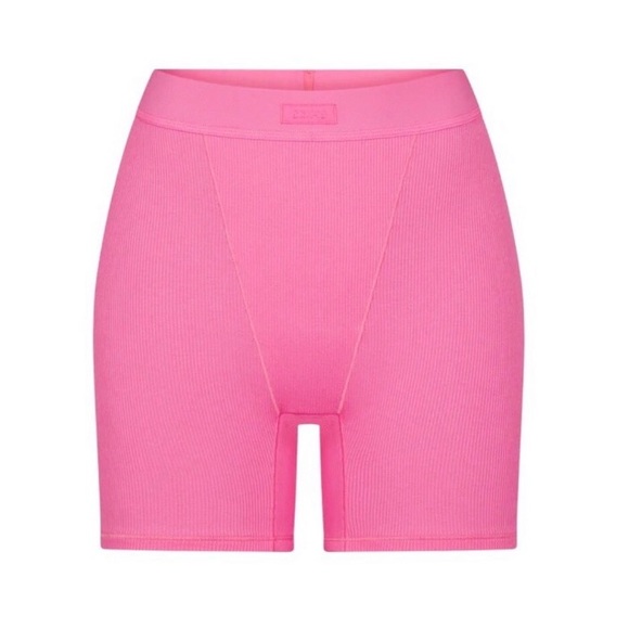 SKIMS Pants - RARE skims sugar pink cotton rib boxer shorts